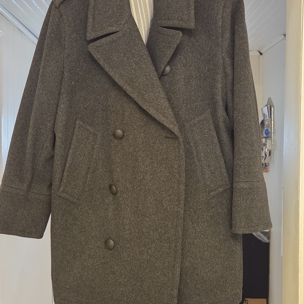 COACH Women's Double-Breasted Charcoal Coat